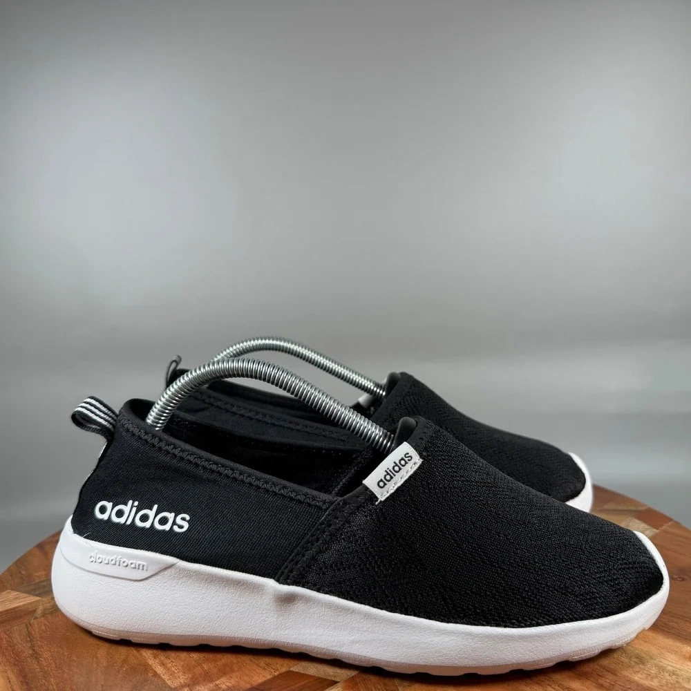 Adidas Cloudfoam Lite Racer Slip-On Womens Black White Sneakers AC8475 Size 7